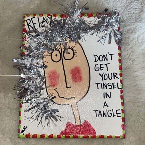 Deb Peters Canvas Painting “Relax! Don’t Get  Your Tinsel in a Tangle” - Picture 3 of 4